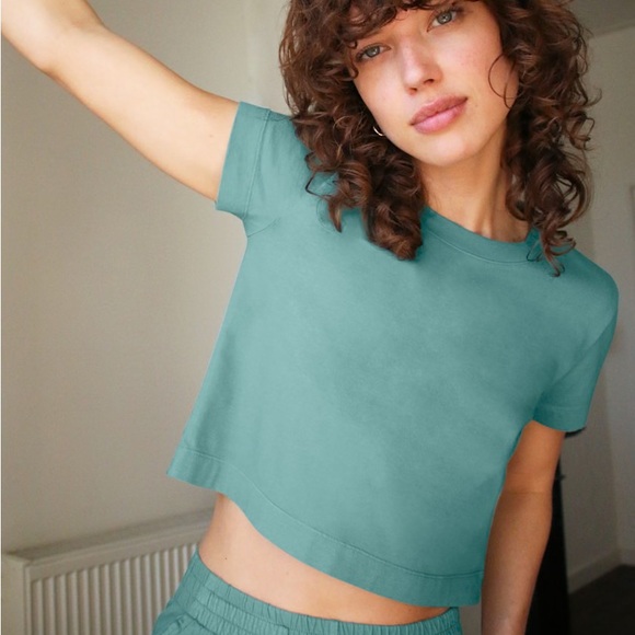 Aritzia Wilfred Crop Tee | Teal | Size XXS - Picture 1 of 9